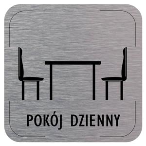 Znak drzwi - Pokój dzienny - piktogram, płyta aluminiowa, 80 x 80 mm