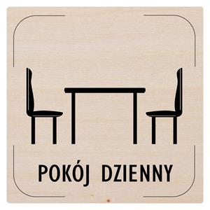 Znak drzwi - Pokój dzienny - piktogram, płyta drewniana, 80 x 80 mm