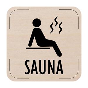 Znak drzwi - Sauna, płyta drewniana, 80 x 80 mm