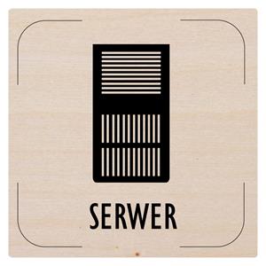 Znak drzwi - Serwer - piktogram, płyta drewniana, 80 x 80 mm