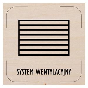 Znak drzwi - System wentylacji - piktogram, płyta drewniana, 80 x 80 mm