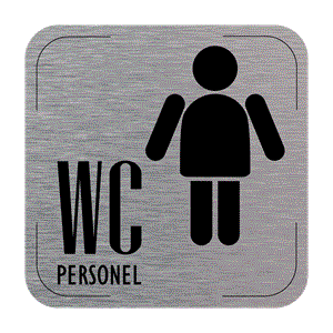Znak drzwi - Toaleta damska dla personelu , płyta aluminiowa, 80 x 80 mm