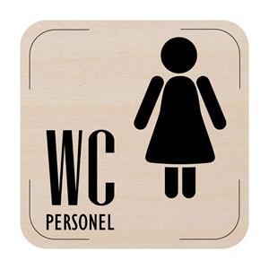 Znak drzwi - Toaleta damska dla personelu , płyta drewniana, 80 x 80 mm
