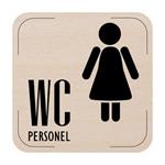Znak drzwi - Toaleta damska dla personelu , płyta drewniana, 80 x 80 mm