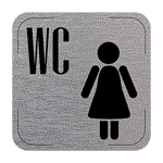 Znak drzwi - Toaleta damska, płyta aluminiowa, 80 x 80 mm