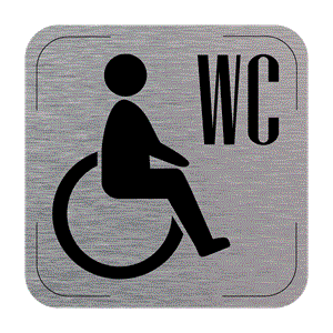 Znak drzwi - Toaleta dla niepełnosprawnych, płyta aluminiowa, 80 x 80 mm