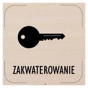 Znak drzwi - Zakwaterowanie - piktogram, płyta drewniana, 80 x 80 mm